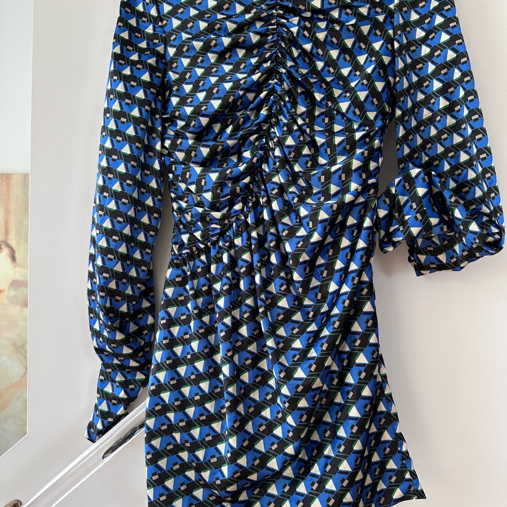 Zara Blue and Black Geometric Short  Dress